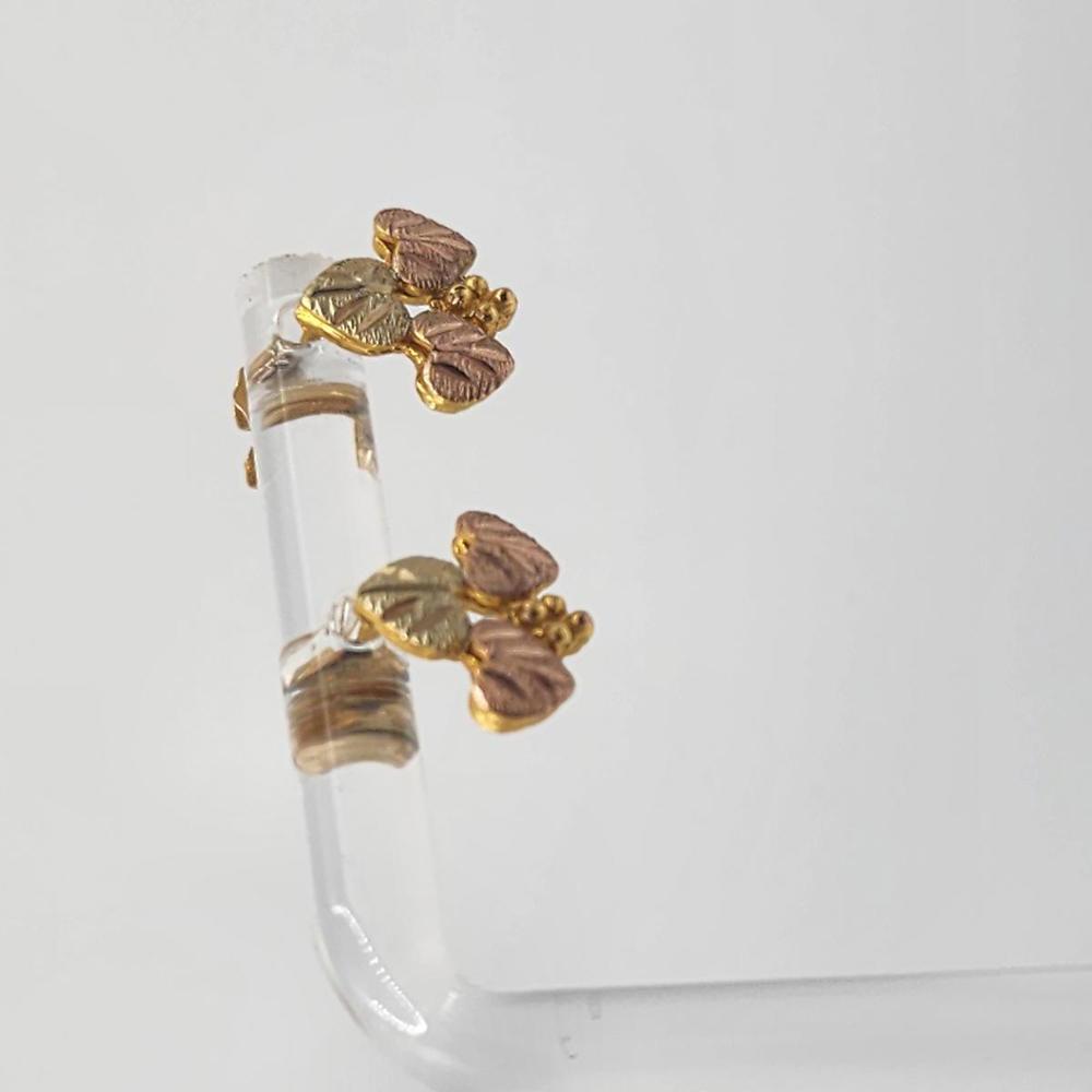 Black Hills Gold Tri-Colored Signed 10k Gold Studs